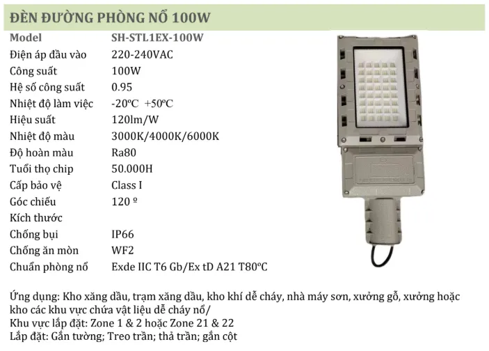 Đèn đường phòng nổ 100W