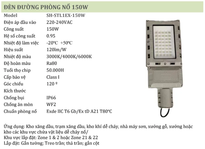 Đèn đường phòng nổ 150W